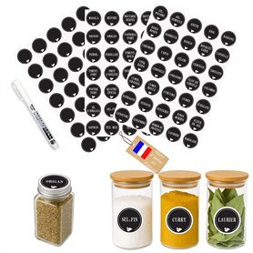 Kistayle Étiquettes Épices Rondes – Fond Noir