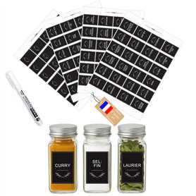 Étiquettes Épices Rectangulaires – Fond Noir