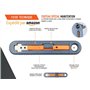 5 x LÈGE 2 : Cutters pro de sécurité Mure & Peyrot, multi-usage, à GRANDE lame rétractable (65 mm) + blocage possible au repos. 