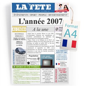 Little Elise Affiche d'Anniversaire 18 Ans Originale Style Journal Année 2007 | Design Unique Format A4 | Cadeau Anniversaire 18