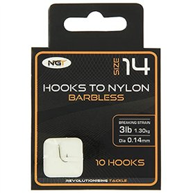 NGT Lot de 10 hameçons sans ardillon en Nylon Taille 14