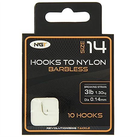 NGT Lot de 10 hameçons sans ardillon en Nylon Taille 14