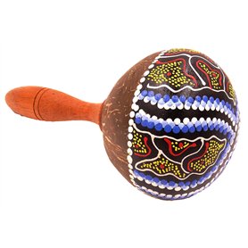 BALI PAPAYA Maracas Noix de Coco Artisanal Bois Carnaval Instrument Percussion Peint
