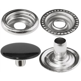 AERZETIX - C57197 - Lot de 10 Boutons pression rivet tubulaire Ø15 mm de 4 pièces - en acier - couleur chrome noir - pour jeans