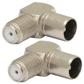 AERZETIX - C69026 - Lot de 2 Connecteurs d'antenne TV mâle vers fiche F femelle angulaire à 90° pour câble coaxial - adaptateur