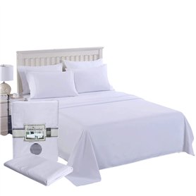 Danny Textiles 400 fils Percale 100% coton égyptien Drap double Blanc