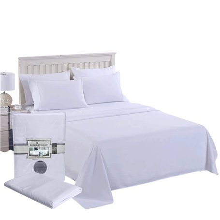 Danny Textiles 400 fils Percale 100% coton égyptien Drap double Blanc