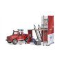 bruder 62701 - bworld Caserne de pompiers avec Land Rover Devender, pompier, module son et lumière