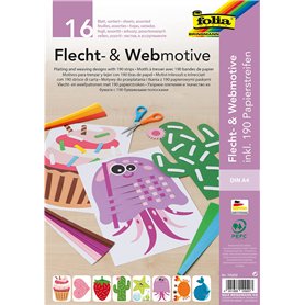 folia 70252 Lot de 16 feuilles de 8 motifs tressés et tissés Format A4