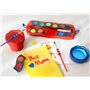 Faber-Castell 205037 Kit de Peinture Connector avec boîte à Aquarelle, Lot de 4 pinceaux et gobelet à Pinceau, Rouge
