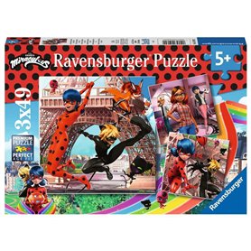 Ravensburger Puzzle pour Enfant 05189 – Nos héros Ladybug et Chat Noir – 3 x 49 pièces Miraculous Puzzle pour Enfants à partir d