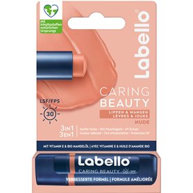 Labello Caring Beauty Nude Baume à lèvres avec couleur et protection solaire
