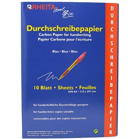Rheita Lot de 10 feuilles de papier autocopiant bleu
