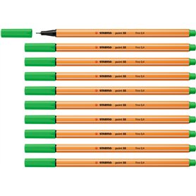 STABILO Stylo feutre pointe fine point 88 - Lot x 10 stylos feutre - Vert Clair (88/43)