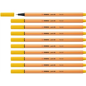 STABILO Stylo feutre pointe fine point 88 - Lot x 10 stylos feutres - Jaune (88/44)