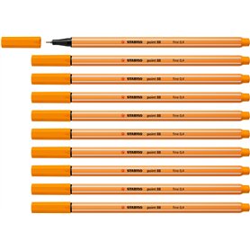 STABILO Stylo feutre pointe fine point 88 - Lot x 10 stylos feutres - Orange (88/54)