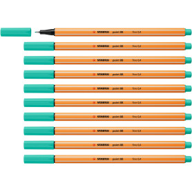 STABILO Stylo feutre pointe fine point 88 - Lot x 10 stylos feutre - Vert De Glace (88/13)