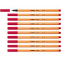 STABILO Stylo feutre pointe fine point 88 - Lot x 10 stylos feutre - Rouge Bordeaux (88/50)