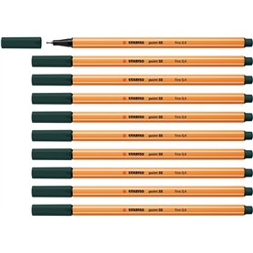 STABILO Stylo feutre pointe fine point 88 - Lot x 10 stylos feutre - Vert Sapin (88/63)