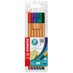 STABILO Stylo feutre pointe fine point 88 - Pochette x 6 stylos feutres - Coloris assortis