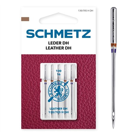 SCHMETZ | 5 Aiguilles pour machines à coudre | Cuir LL | 130/705 H DH | Grosseur 100/16