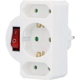 Unitec Fiche intermédiaire avec 1 interrupteur Schuko et 2 interrupteurs Euro