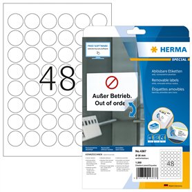 HERMA 4387 Lot de 32 étiquettes autocollantes autocollantes format A4 Ø 30 mm