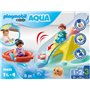 Playmobil 1.2.3 70635 Îlot avec Toboggan Aquatique - avec Deux Personnages, Un bébé Pieuvre et des Accessoires - Mes Premiers Ap