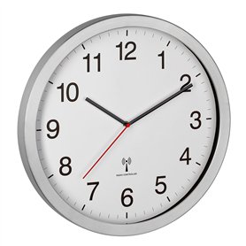 TFA Dostmann XL 60.3545.02 Horloge Murale Radio-pilotée analogique Facile à Lire idéale pour Bureau/entrée Argenté/Blanc (L) 400