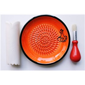 JOSKO Produkte 2739 Lot d'assiettes à râper à ail en céramique orange