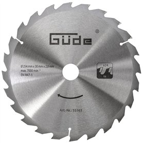 Güde 55163 Lame de scie à bois HM 254 x 30 x 24Z (en carbure de tungstène