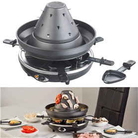Chapeau tatare électrique 1500 2 en 1 avec appareil à raclette pour 6 personnes [Rosenstein & Söhne]