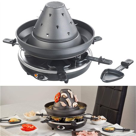 Chapeau tatare électrique 1500 2 en 1 avec appareil à raclette pour 6 personnes [Rosenstein & Söhne]