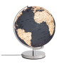 Globe terrestre de 30 cm de diamètre - Lumière réglable - Éclairage intégré - Base en métal chromé - Axe mobile - Rose, Blanc - 
