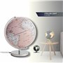 Globe terrestre de 30 cm de diamètre - Lumière réglable - Éclairage intégré - Base en métal chromé - Axe mobile - Rose, Blanc - 