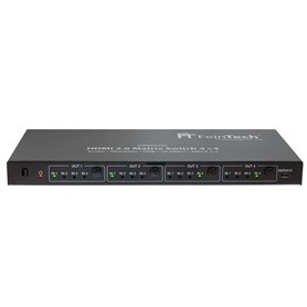 FeinTech VMS04400 Commutateur Matrice HDMI 2.0 Matrix Switch 4x4 avec Downscaler 4 entrées et 4 Sorties 4K 60Hz Ultra-HD
