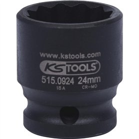 KS Tools 515.0924 Douille à chocs courte 12 pans 1/2'' 24 mm
