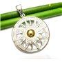 Pendentif en argent plaqué or avec motif « roue du soleil », argent sterling plaqué or au centre, unisexe, Argent sterling