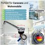 Robinet Comet Novo 12 V pour camping-car - Avec raccord de 10 mm (froid) - Noir/chromé - Robinet de camping compact avec pompe -