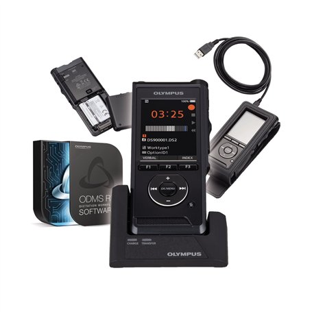 Olympus DS-9000 | Dictaphone Professionnel avec Logiciel de Gestion de la Dictation ODMS | PIN | Cryptage | 2 micros intégrés |