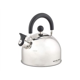 Michelino Bouilloire sifflet en acier inoxydable - Compatible induction - 2 l