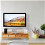 Relaxdays Support pour écran en bambou avec 2 tiroirs et compartiments pour écran Blanc cassé 14 x 60 x 30 cm