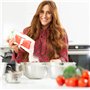 Relaxdays 10024713 Set de Cuisine Bol mélangeur 5X saladier avec Couvercle en INOX 18 pièces cuillère doseur, Argent Blanc