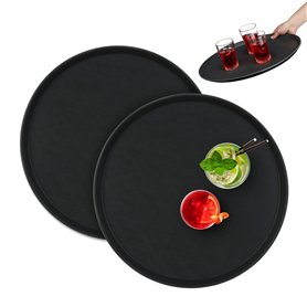 Relaxdays Lot de 2 Plateaux de Service Ronds