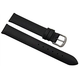 myledershop 15mm Cuir de veau bracelet de montre Made in Germany en noir avec boucle en argent MJ-Design-Germany incl instructio