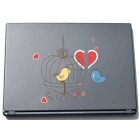 PinkElephant lovely024 Autocollant pour Ordinateur Portable Motif Sweet Heart Bird 150 x 165 mm