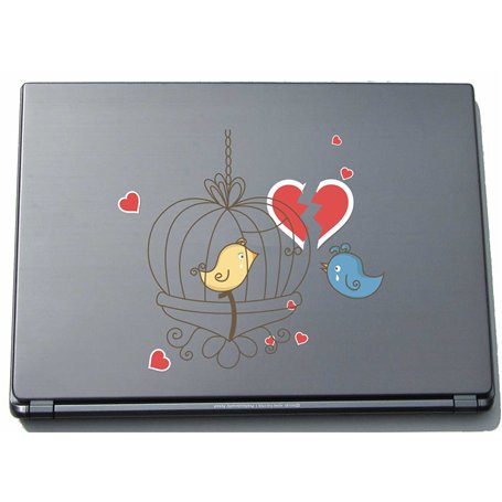 PinkElephant lovely024 Autocollant pour Ordinateur Portable Motif Sweet Heart Bird 150 x 165 mm