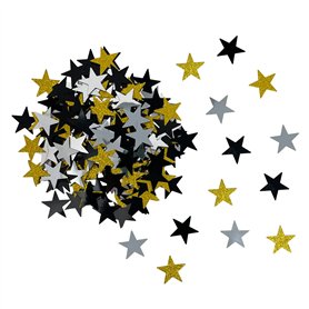 Oblique Unique® Confettis étoiles dorées paillettes argent noir étoile litière décoration de table pièces à disperser pour Noël