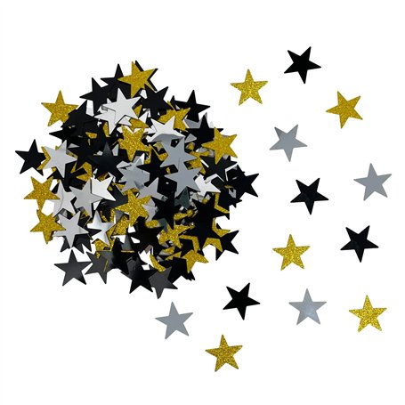 Oblique Unique® Confettis étoiles dorées paillettes argent noir étoile litière décoration de table pièces à disperser pour Noël