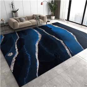 PAJEON Tapis de Décoration Lignes étoilées De Luxe en Marbre Bleu Marine